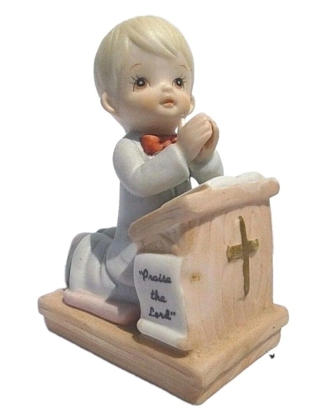 Vintage Lefton Prayer Boy Baby Piano Figurine Bisque Treasures Collection 1984